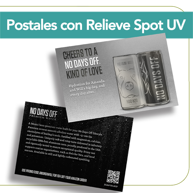 Postales con UV localizado en relieve